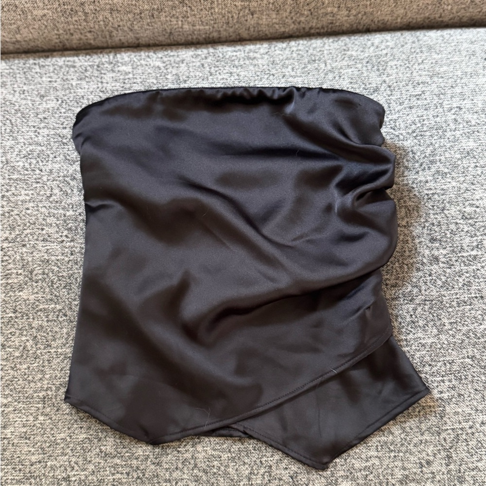 Zara Black Satin Strapless Top